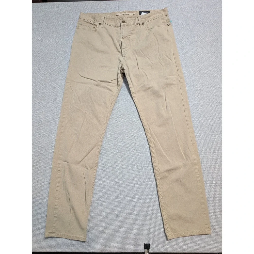 Banana Republic Washwell Mens 36x32 Pants Linen Workwear Khaki Slim Fit Blend